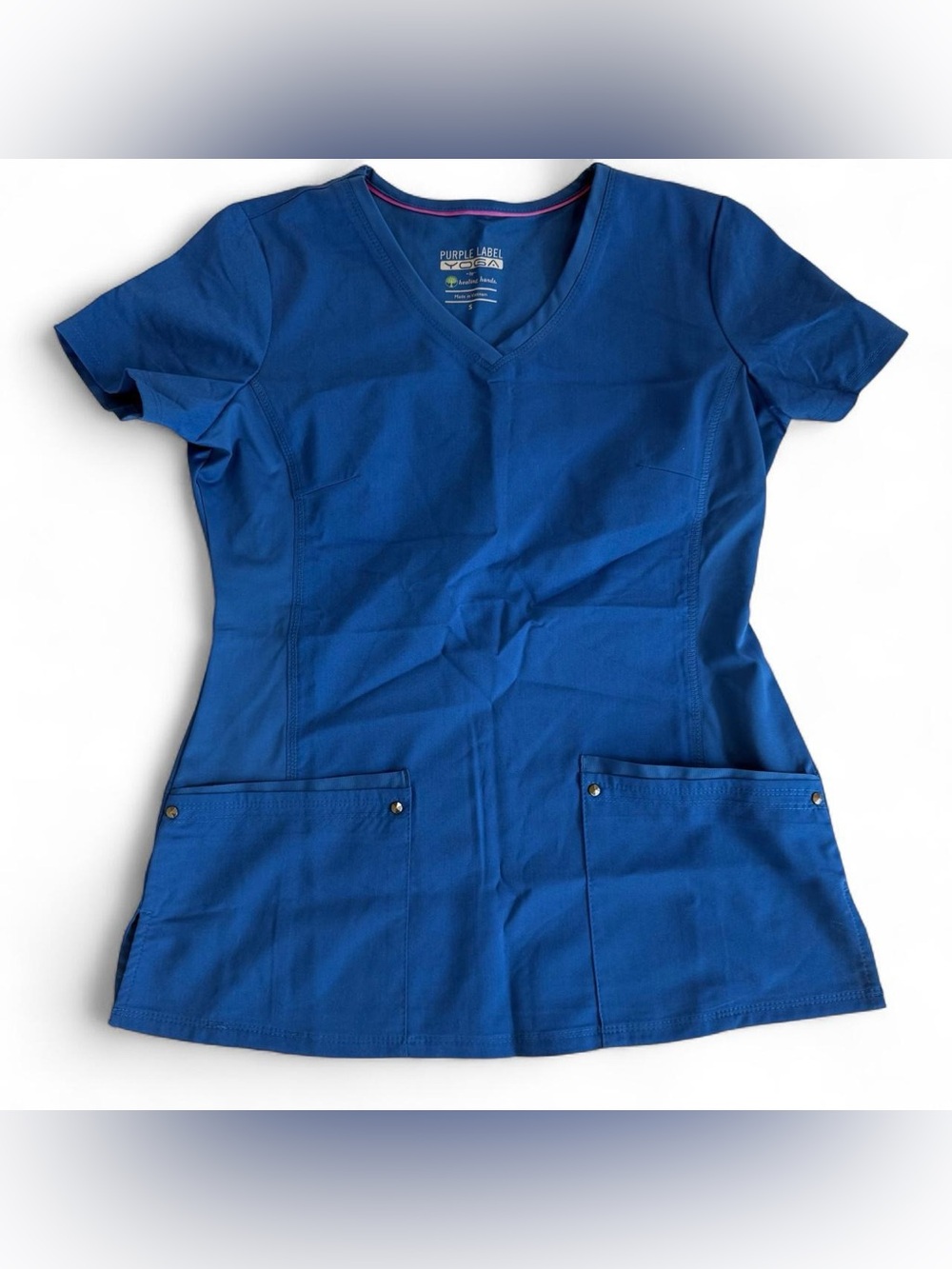 Purple Label Classic V-Neck Short Sleeve Top - Royal Blue